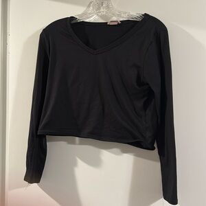 Black long sleeve soft top slightly cropped